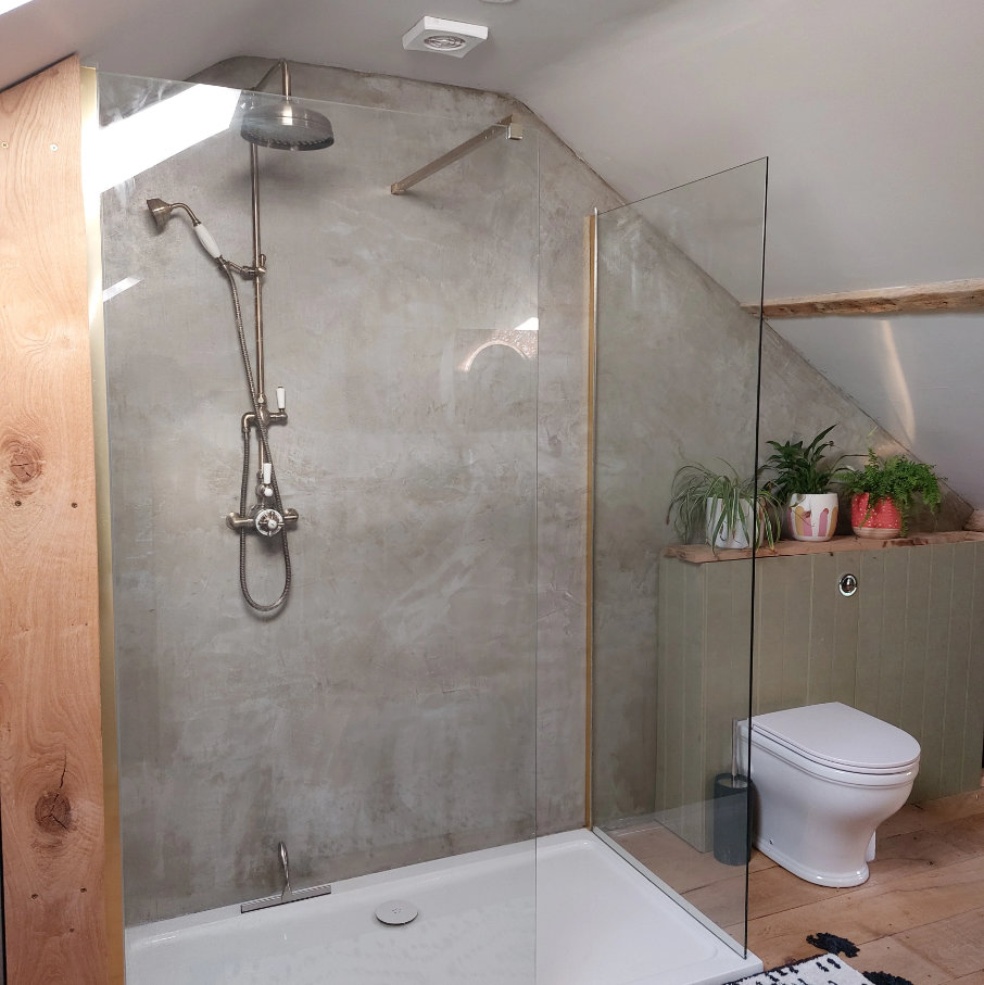 Luxury microcement bathroom wall